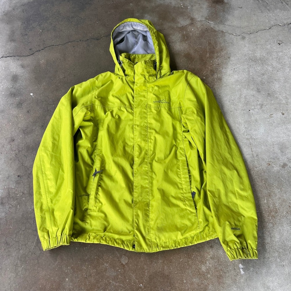 Eddie Bauer Rain Jacket Women S Lime Green Good WeatherEdge Waterproof Hooded